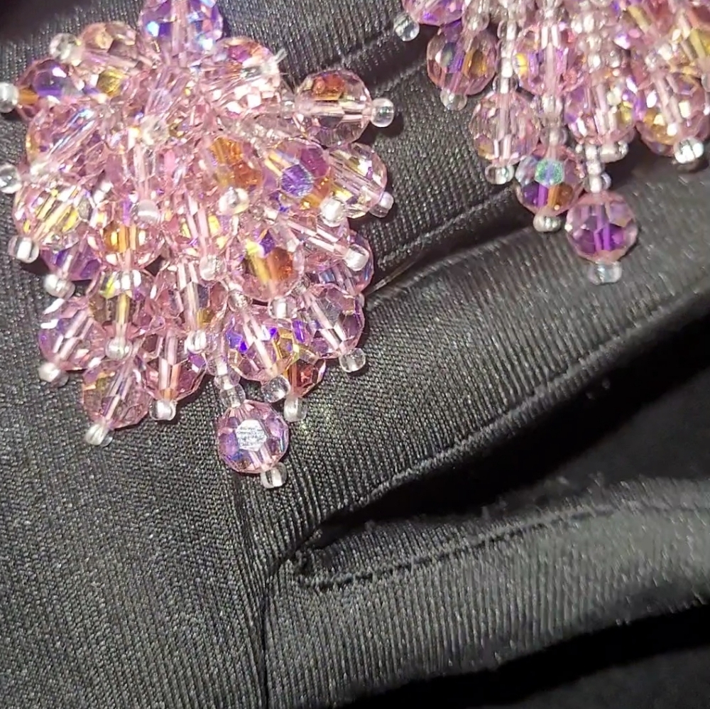 VTG Lois Ann VINTAGE Signed Aurora Borealis&Seed Bead Burst Cluster ClipOn - Picture 7 of 11